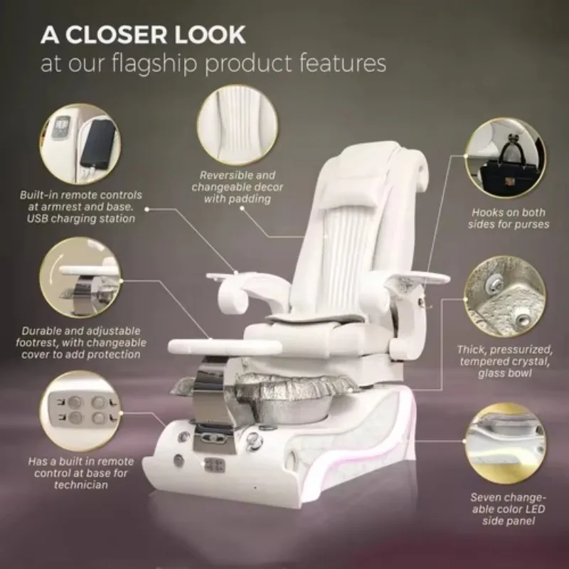 Function Back Massage Spa Foot Nail Chair Reclining Pedicure And Manicure Nail Salon Furniture Luxury For Sale