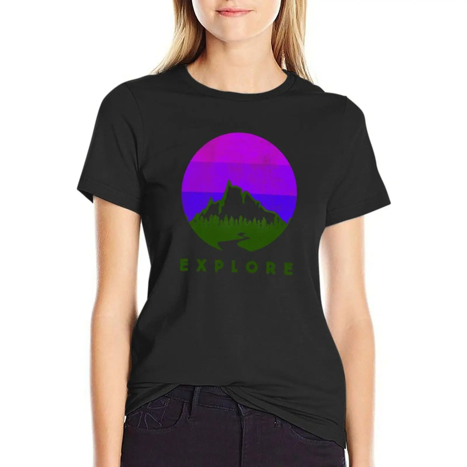 Explore the Great Outdoors - purple T-Shirt oversized shirts graphic tees cute tops t shirts for Women graphic