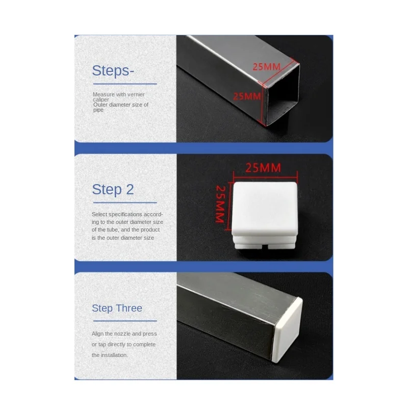 White Pipe Fittings Plastic Blanking End Caps Rectangular Pipe Tube Cap Insert Plugs Bung Furniture Tables Chairs Foot 1-20pcs