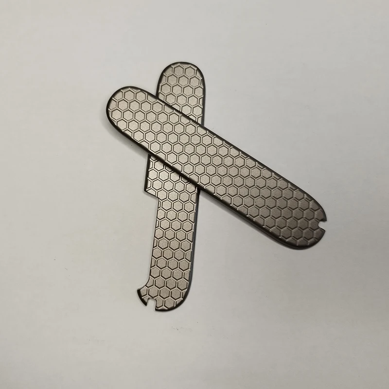 Imagem -03 - Titanium Alloy Knife Handle Scales Honeycomb Padrão Punho de Facas do Exército Suíço Faça Você Mesmo Fazendo Acessórios Parte 91 mm Par