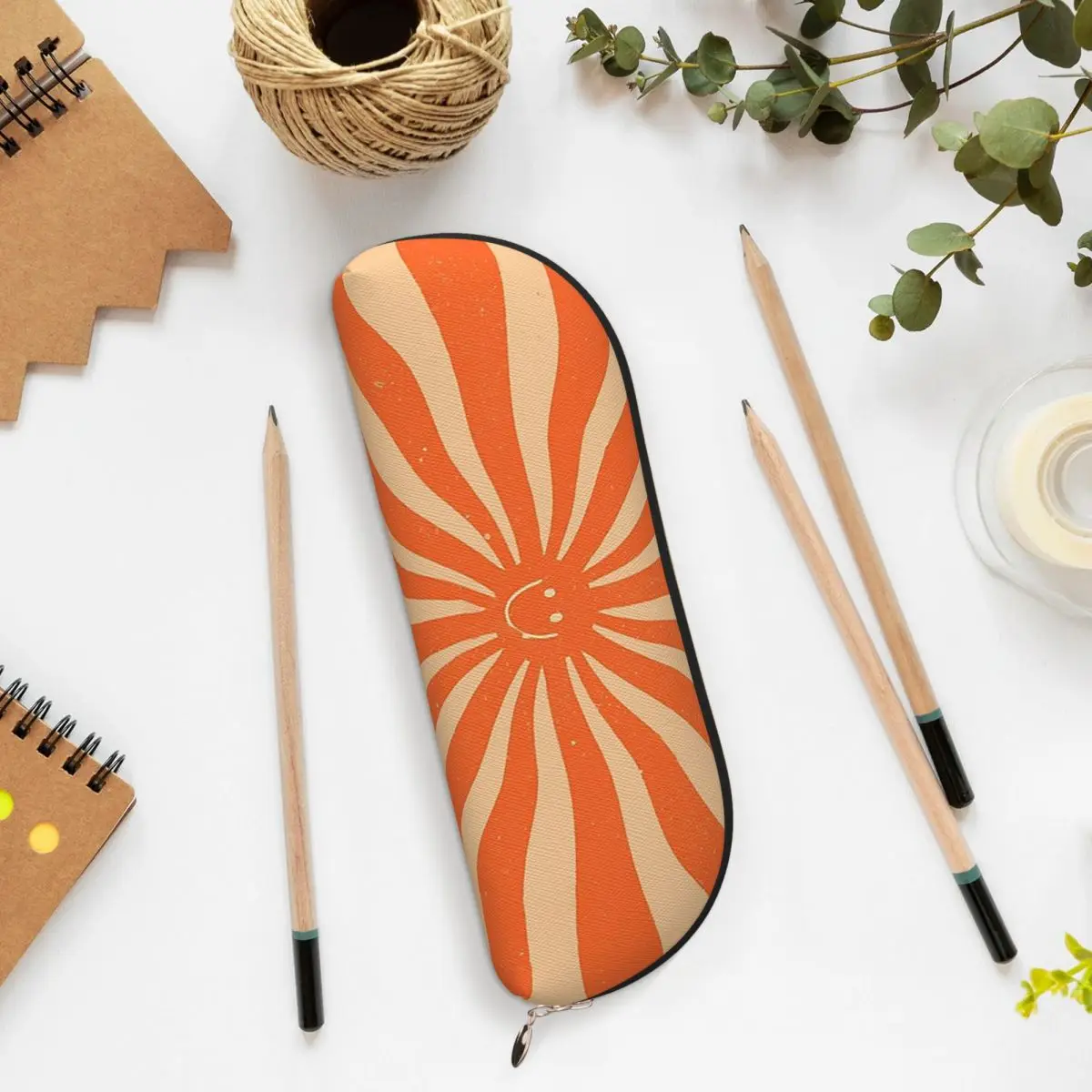 レトロサンビンテージ70年代オレンジペンケースペンポーチ収納文房具用品大容量収納ペンボックスペンバッグ男の子女の子用