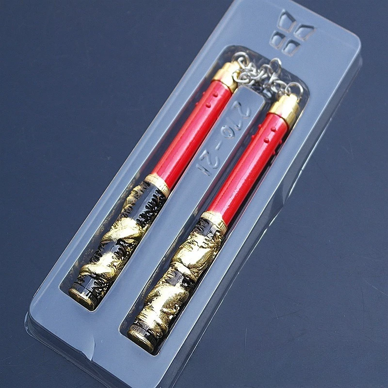 12cm/4.72in gra dla pokoju boski smok Nunchucks metalowa broń Model Prop ozdoba kolekcja wyświetlacz na biurko prezent zabawka dla chłopca