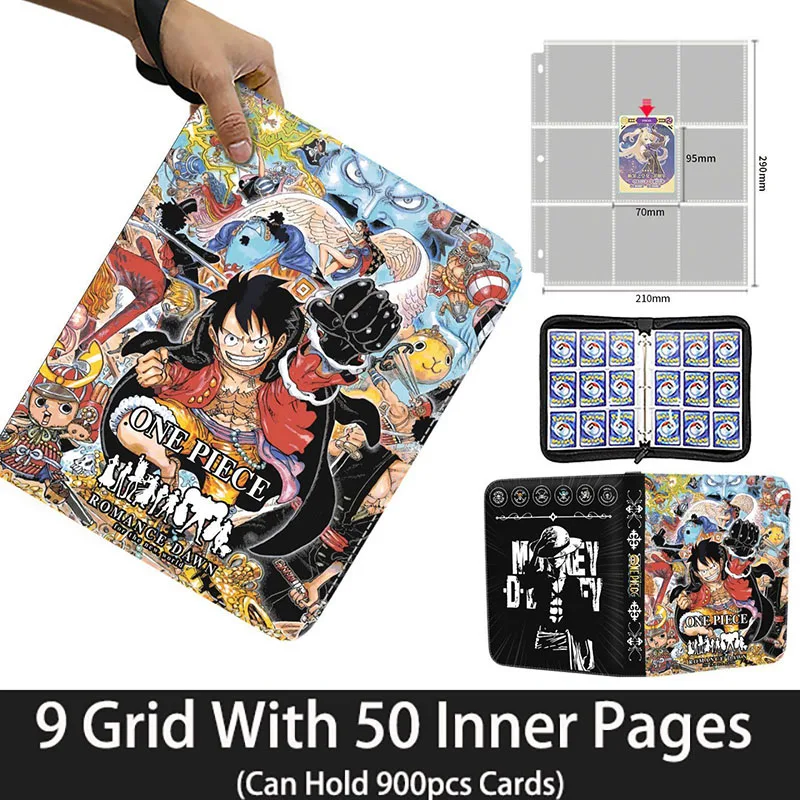 One Piece Cards Binder Holder 400Pcs/900Pcs Zipper Double Side Pocket Anime Game Trading Card Album Collectors Book Folder