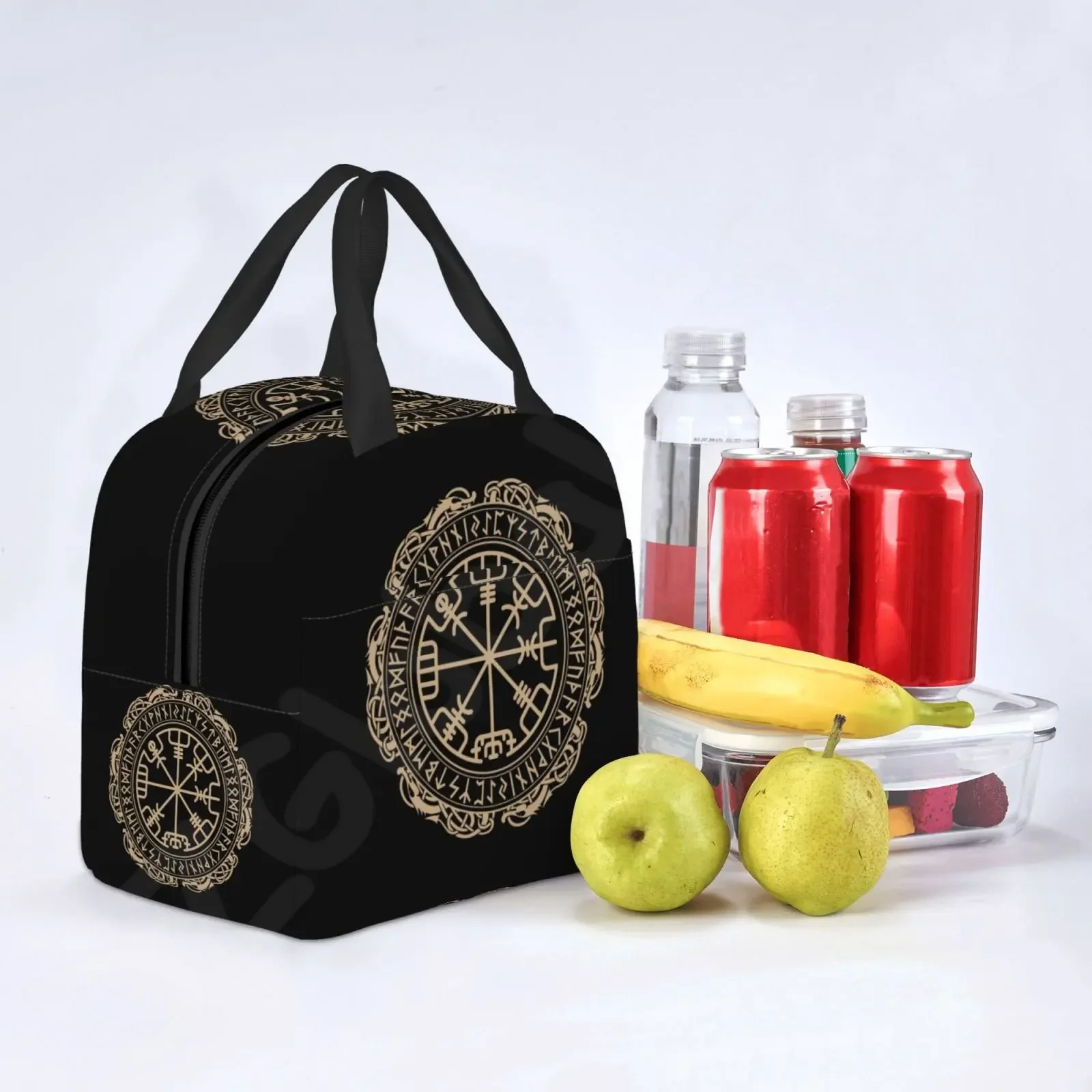 Viking Nordic Celtic Symbol Print Thermal Lunch Bags for Women Men Insulated Lunch Box Bento Bag for Beach School Work Office