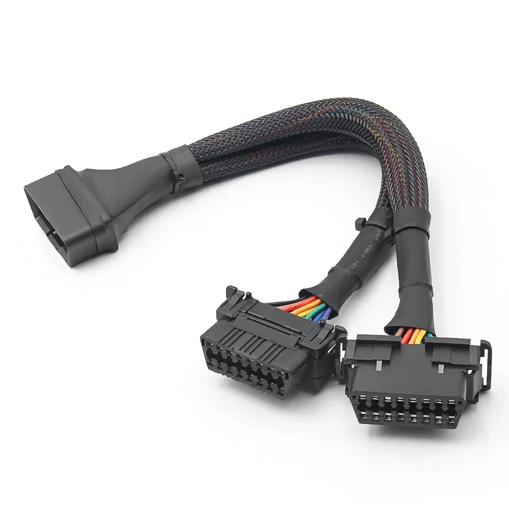 NEW OBD2 Male to Dual Female Elbow Extension Cable with 16pins Available Connected 1 IN 2 To 16Pin Converted OBD Adapter Tools