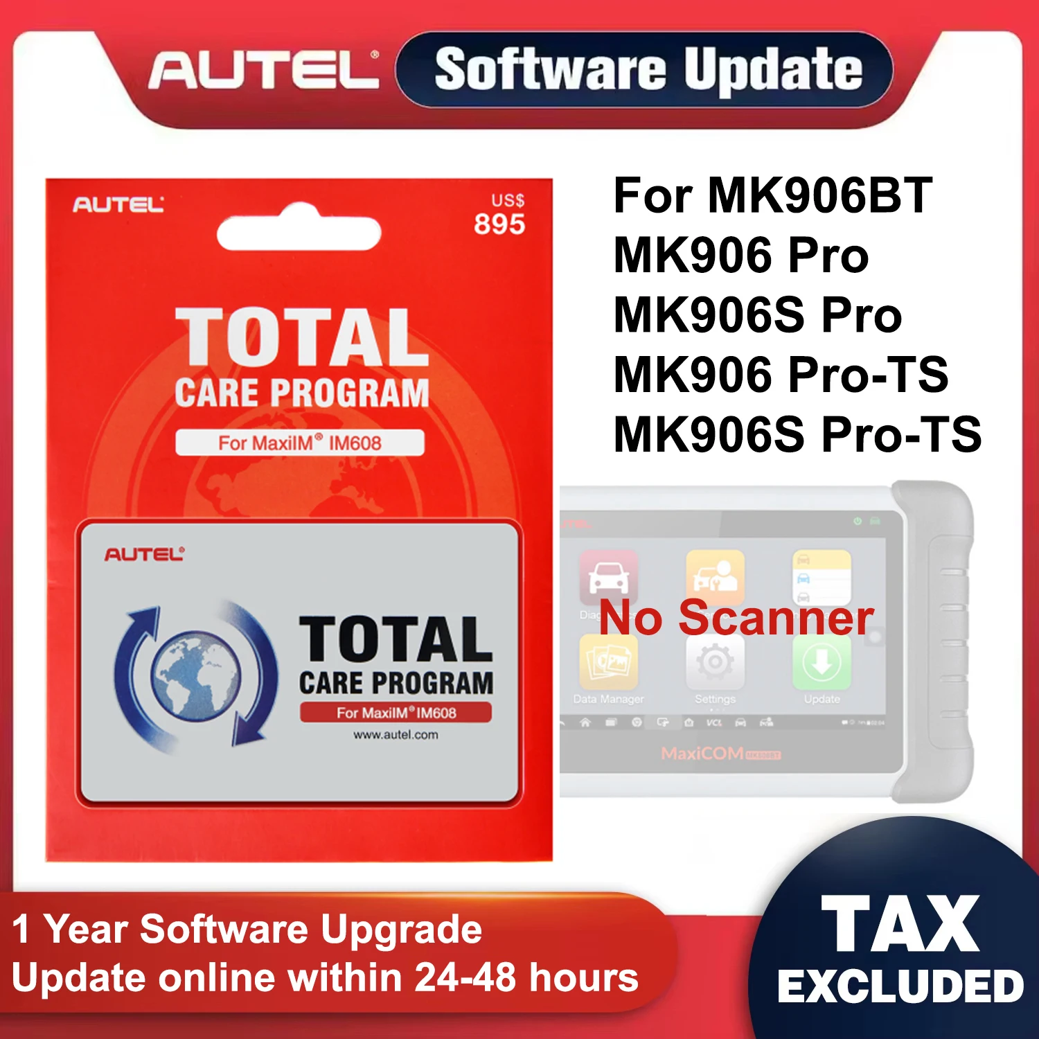 

1 Year Software Update Service Subscription for Autel MK906 Series MK906BT MK906 Pro MK906S Pro MK906S Pro-TS One-Year Update