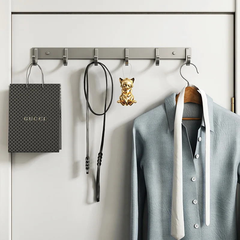 Modern Minimalist Kitchen Space Aluminum Coater Hook Wardrobe Wall Mounted Row Clothes Coat Hook Bathroom