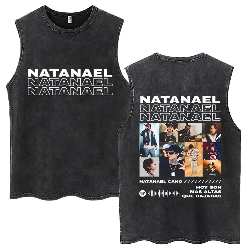 Natanael Cano Nata Montana Washed Sleeveless T Shirt Amor Tumbado Men Women Fashion Hip Hop Tank Tops Casual Cotton Streetwear