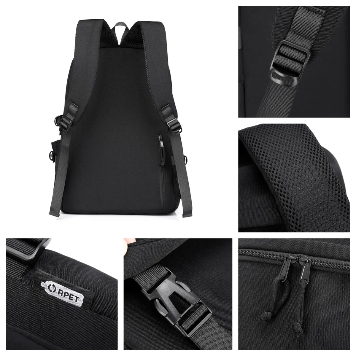 حقيبة ظهر كاجوال للجنسين من القماش الصديق للبيئة، سعة كبيرة، حقيبة ظهر أكسفورد متينة وخفيفة الوزن للطلاب #5