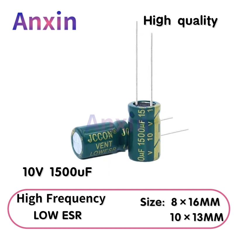

20PCS 10V1500uF Aluminum Capacitor, High Frequency Low ESR 105°C Radial for Power Supply/Solar Inverter Size: 8×16MM 10×13MM