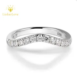 Moissanite Ring for Woman Curve Wedding Band 925 Sterling Silver D VVS1 0.39ct Lab Diamond Couple Promise Ring Fine Jewelry Gift