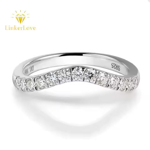 Moissanite Ring for Woman Curve Wedding Band 925 Sterling Silver D VVS1 0.39ct Lab Diamond Couple Promise Ring Fine Jewelry Gift