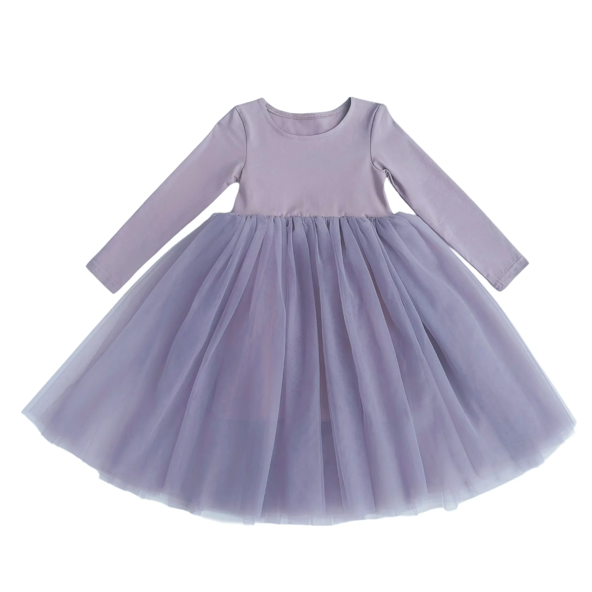 Girls Elegant Tunic Dancing Dress Long Sleeved Princess Tulle Dress