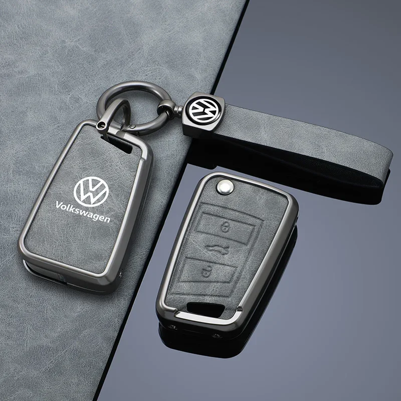 

Zinc Alloy Leather Car Remote Key Case Cover Protector Holder Shell Fob For VW Volkswagen Golf 7 MK7 Tiguan MK2 Auto Accessories