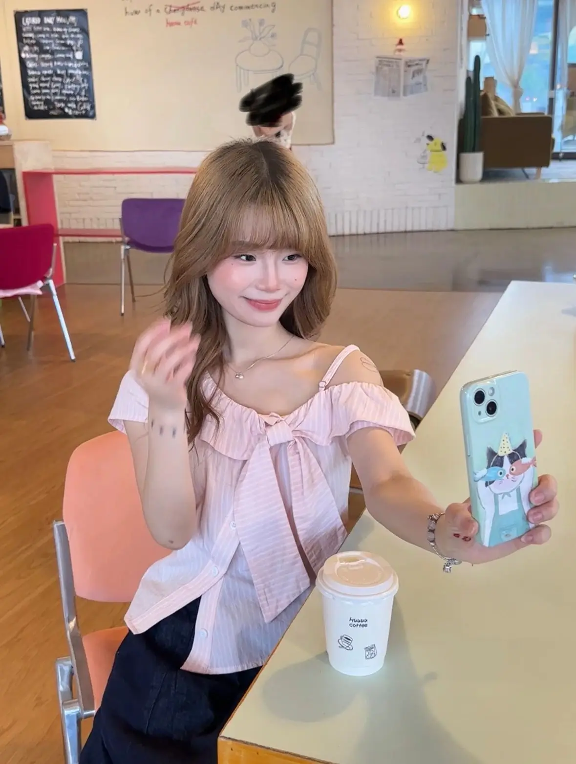 Coreano Sle ort Sve irt Mujer Verano Nudo Diseño Sense Top pequeño hombro Barrado Botón lateral Longitud media