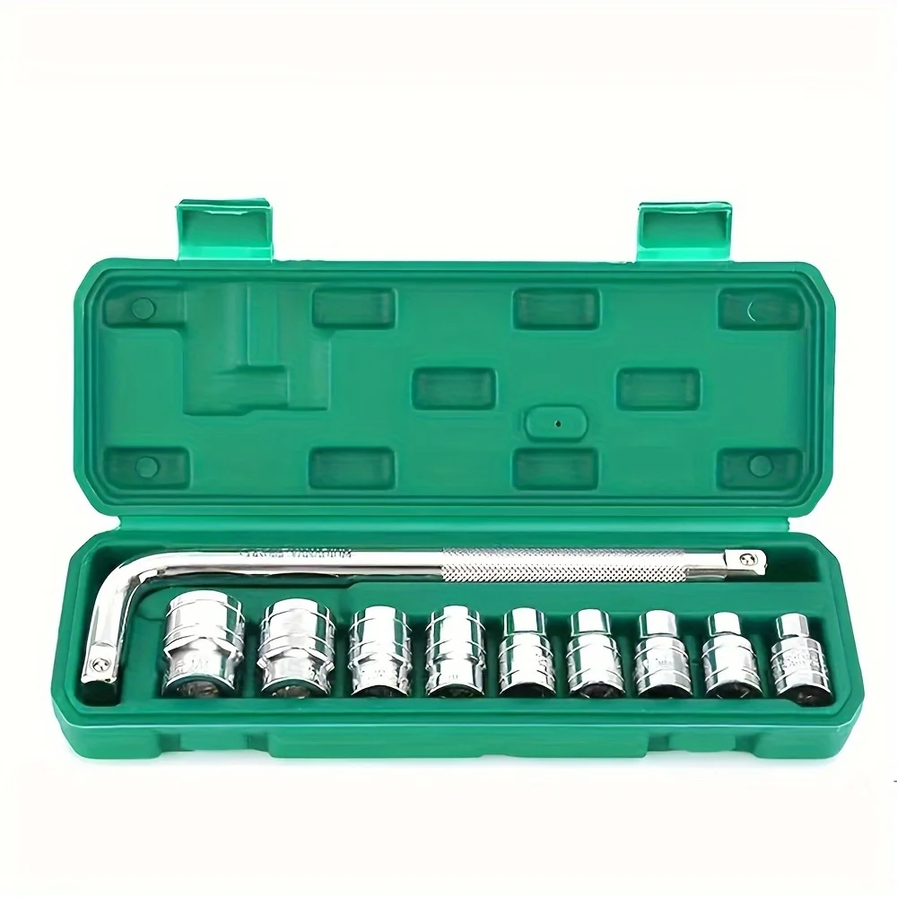 

10-Piece Socket Wrench Set 1/2-inch Hex Socket Ratchet Handle and Offset Handle Mechanical Tool Set