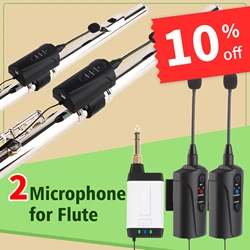 Flute  Double Microphone   Q2/DT-5 Instrument UHF Wireless Mic Micro-Gooseneck Pick Up Receiver and 2 Transmitter System