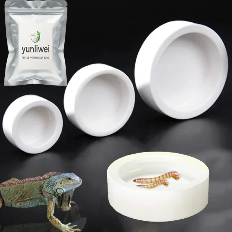 Reptile Food Bowl Anti-Escape Ceramic Feeder Dish Reptile Water Bowl for Hermit Crab Leopard Gecko Chameleon Corn Snake Yunliwei