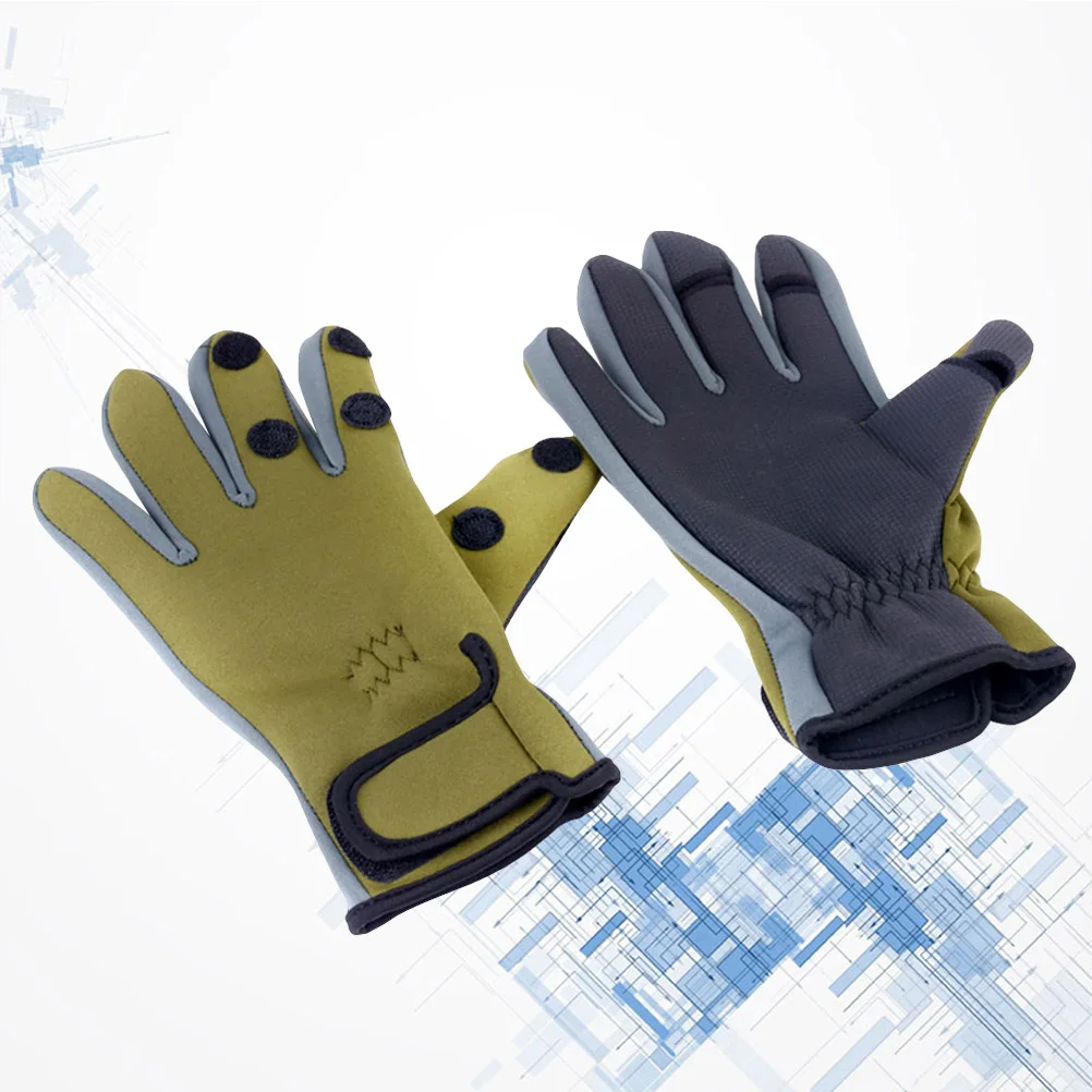 

Fishing Gloves Waterproof Non slip Thicken Warm Exposed 3 finger Men Sports Riding Durable Gloves for Activities Climbing