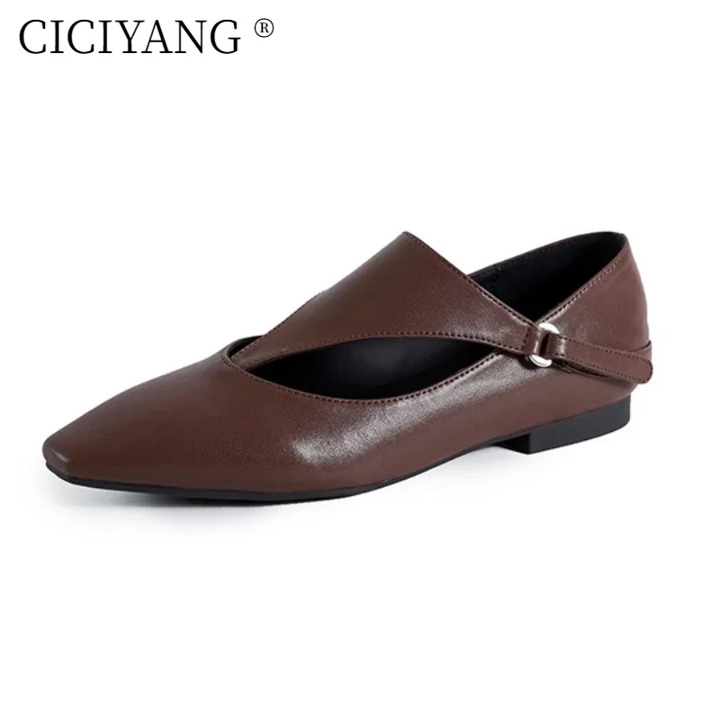 

CICIYANG French Style Women Pointed Single Shoes Genuine Leather 2025 Spring New Low-heeled Fashion Mary Jane Shoes Ladies