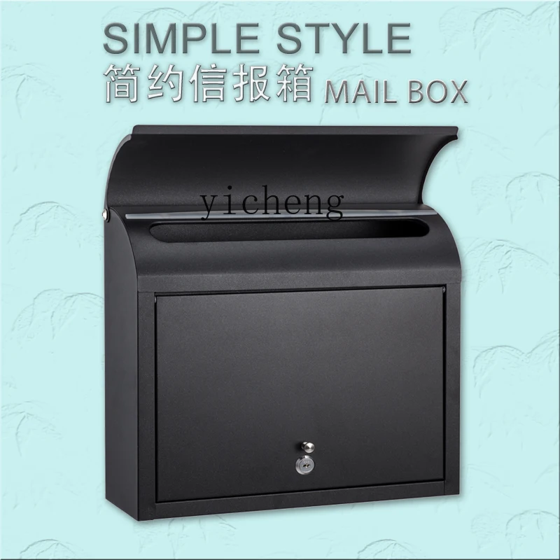 YY-new wall-mounted mailbox black unique password lock outdoor home mailbox outdoor waterproof