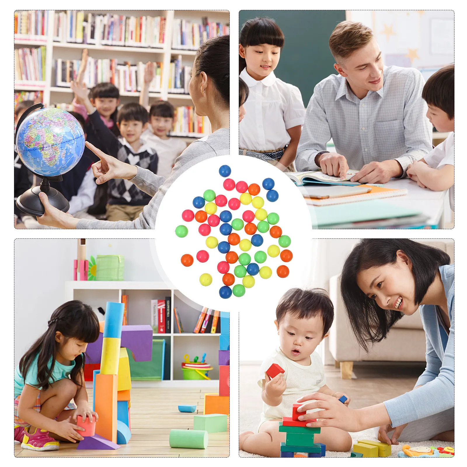 50Pcs Colored Plastic Balls Set Kids Counting Learning Probability Math Teaching Educational Balls for Hand Eye Coordination