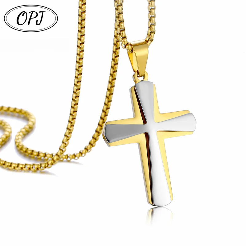 Fashion Stainless Steel Cross Pendant Necklace Unisex Punk Hip Hop Link Chain Charm Jewelry for Boys Girls Cool Gift