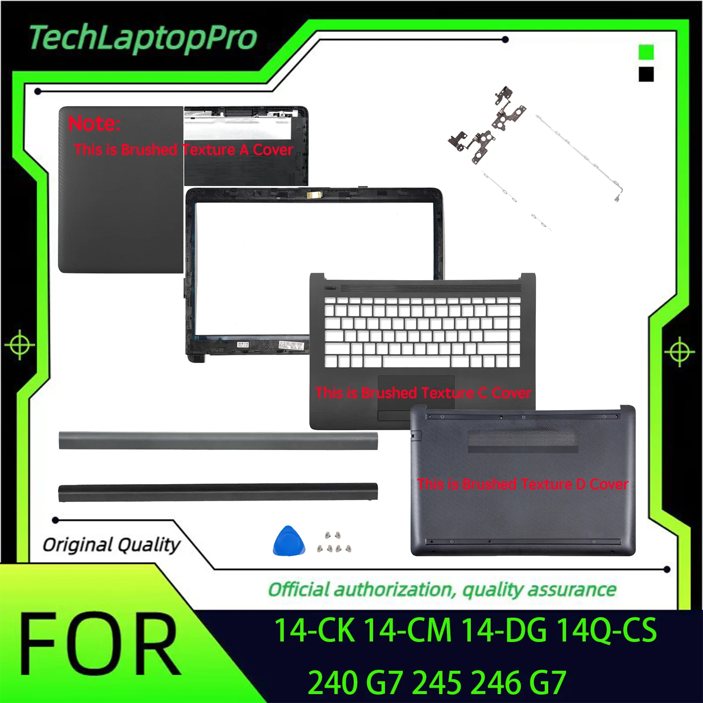 For HP 14-CM 14-CK CY 14Q-CS 240 G7 245 246 G7 TPN-I131 Laptop LCD Back Cover Front Bezel Palmrest Bottom Case Laptop Frames