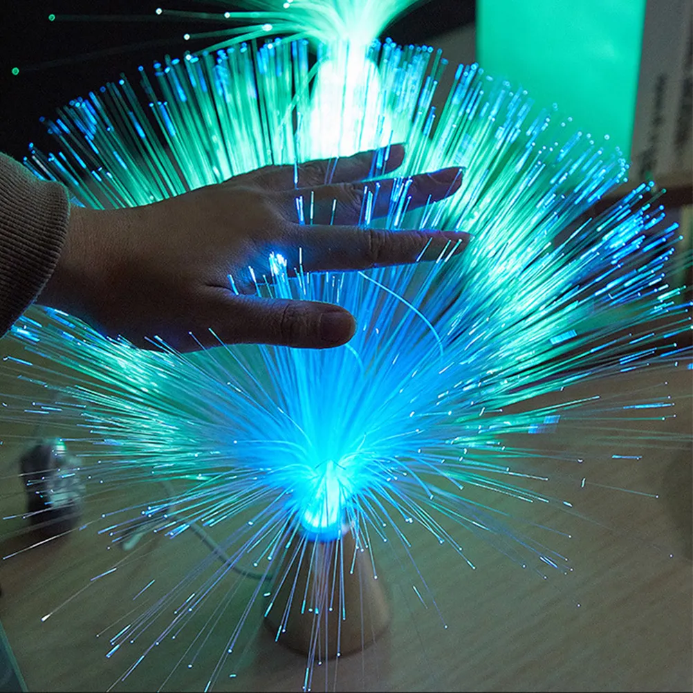 

LED Optical Fiber Lamp Colorful Red Blue Green Changing Automatic Cycle Night Light Bedside Desktop Tabletop Light Decor