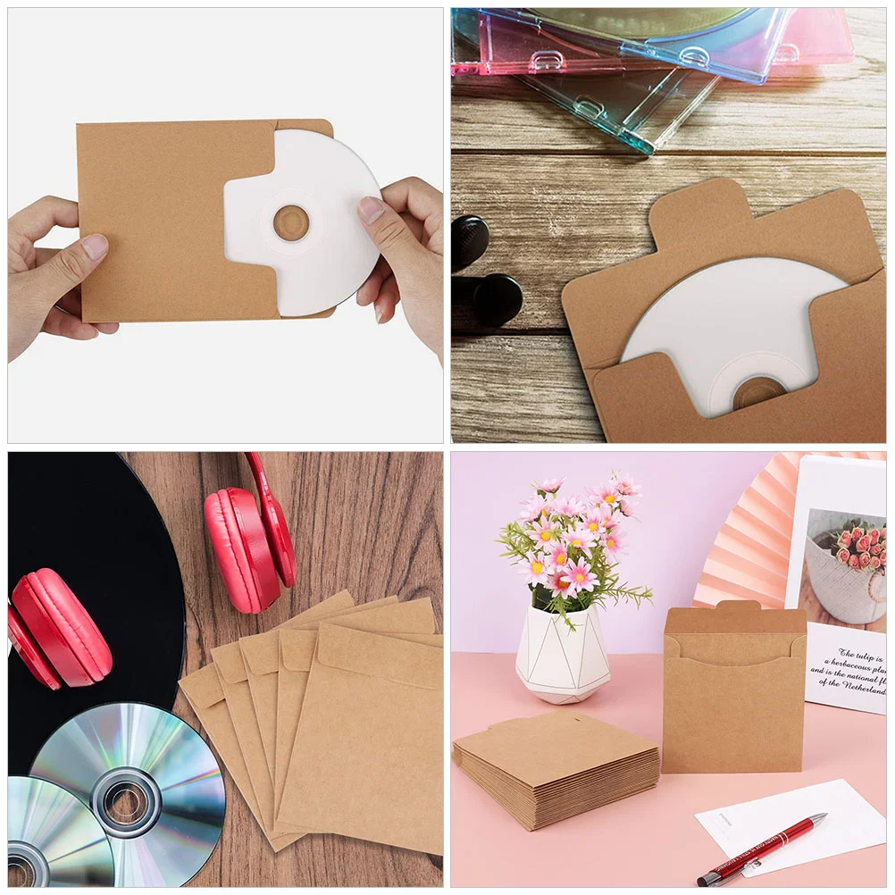 50 Pcs Window Envelopes Self Seal Kraft Paper CD Bag File Pouches White Out Tape