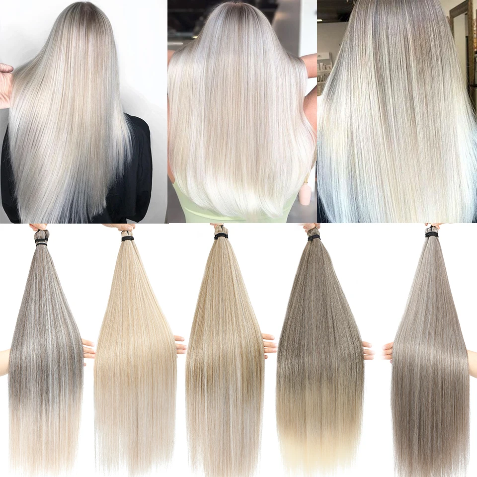 

Crochet Braiding Blond 27/613 Synthetic Silky Straight Hair Extensions 28 Inches 300Grams 3Pcs/Lot Heat Resistant