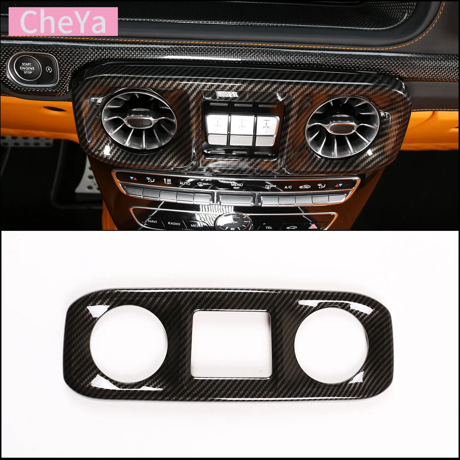 

cheya ABS Carbon Fiber Central Control Air Outlet Frame Cover Sticker for Mercedes-Benz G-Class W464 2019+ Car Accessories