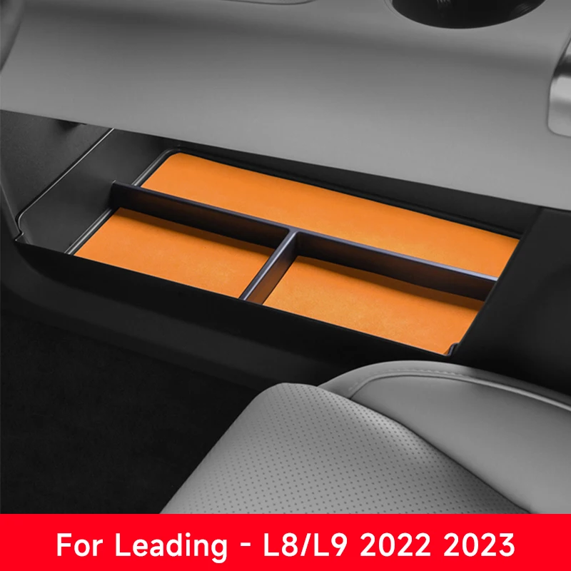 

for Leading Ideal Lixiang L8 L9 Car Under Center Console Suede Storage Box Car Styling Interior Car Accessories 2022 2023