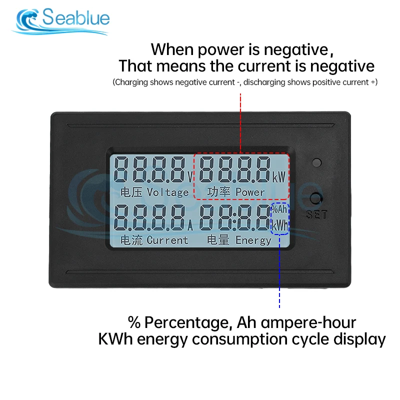 DC 6-200V 20A 50A 100A Battery Tester Coulomb Counter Meter Battery Capacity Indicator Ammeter Voltmeter Power Battery Tester