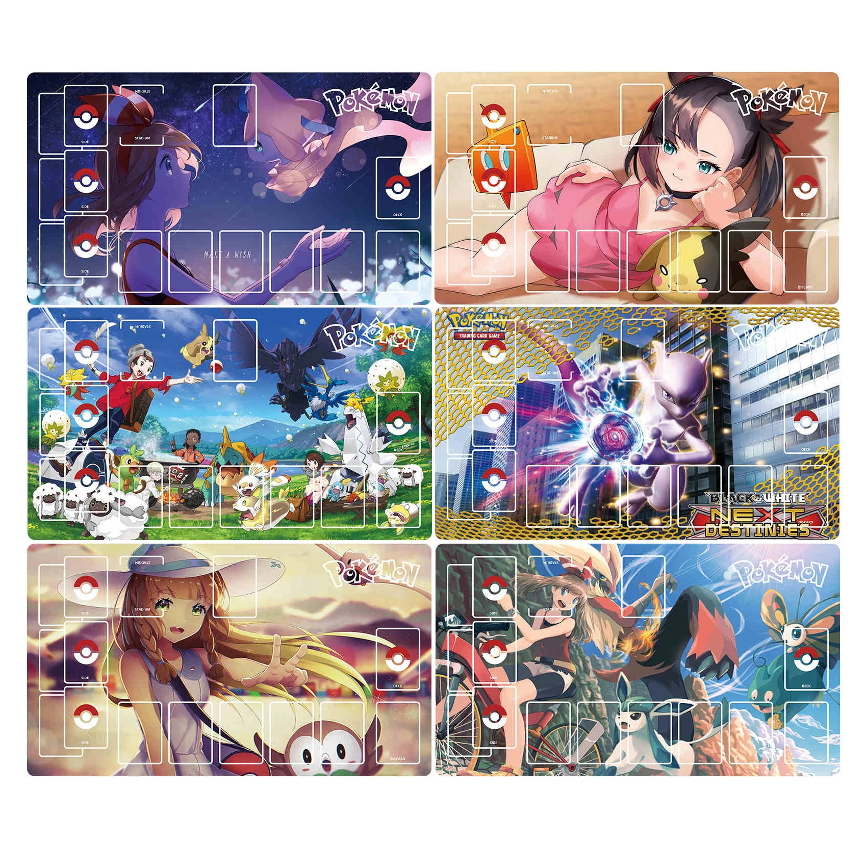 

600X350X2Mm Diy Ptcg Iono Lillie Marnie Single Player Card Battle Mat Ptcg Mewtwo Board Game Card Battle Table Mat Gift Toys