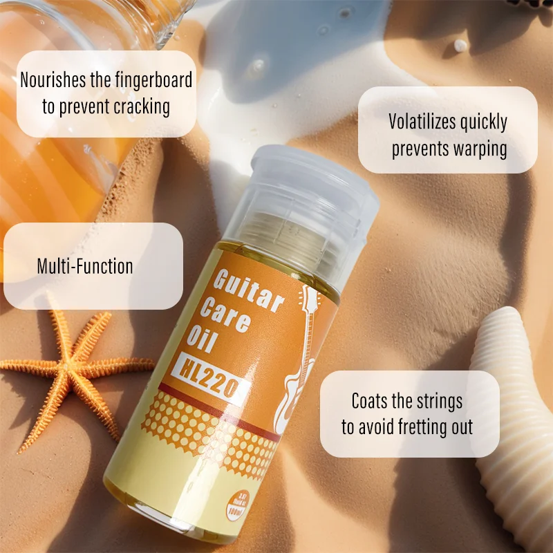 100ML Guitar Care Oil Fretboard Care Clean Polish Oil Strings Cleaner Remove Dirt Press-Type Bottle with Sponge Applicator