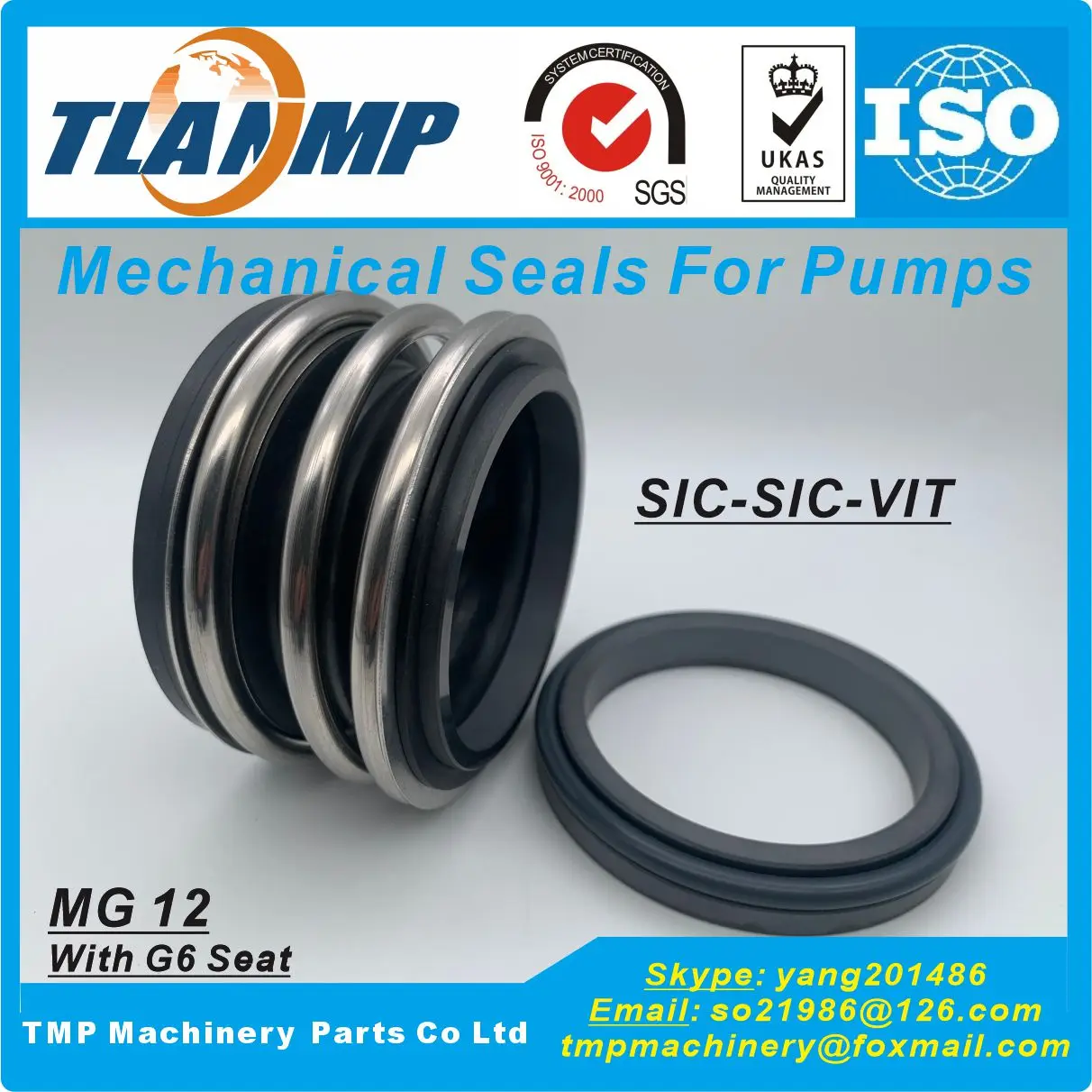 MG12-100 , MG12/100-G6 , MG12/100-G60 , MG12/100-Z TLANMP Mechanical Seals with G6/G60 Stationary Seats