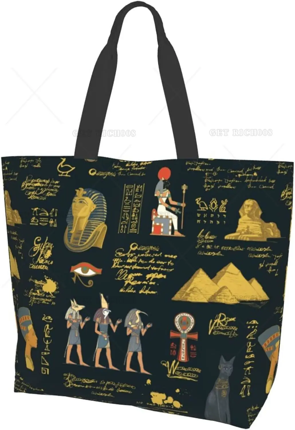 Stili egiziani Tote borsa a tracolla Hieroglyphs borse maniglia di stoccaggio Shopping Bag borsa portatile egitto borsa supermercato moda