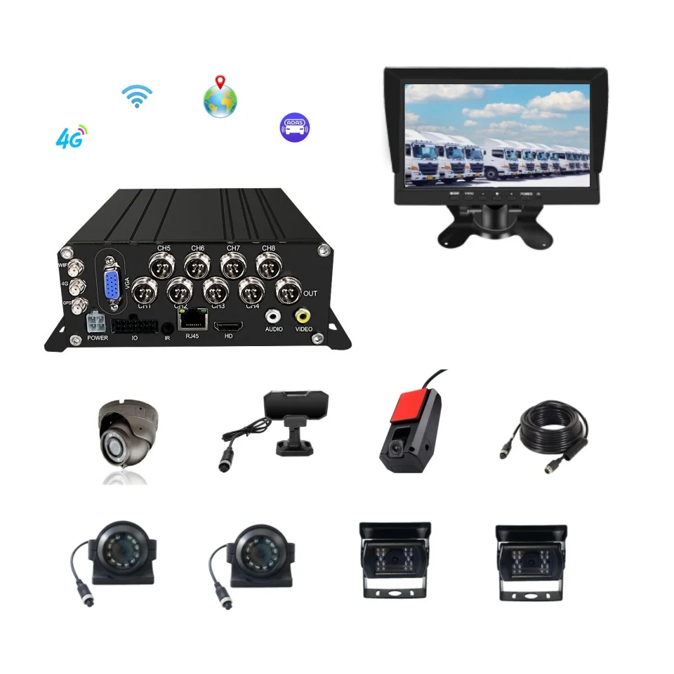 8CH 1080P AI MDVR 4G GPS WIFI Vehicle DVR with ADAS DMS BSD APC-H.265 4TB Storage Night Vision for Bus/Truck Fleet
