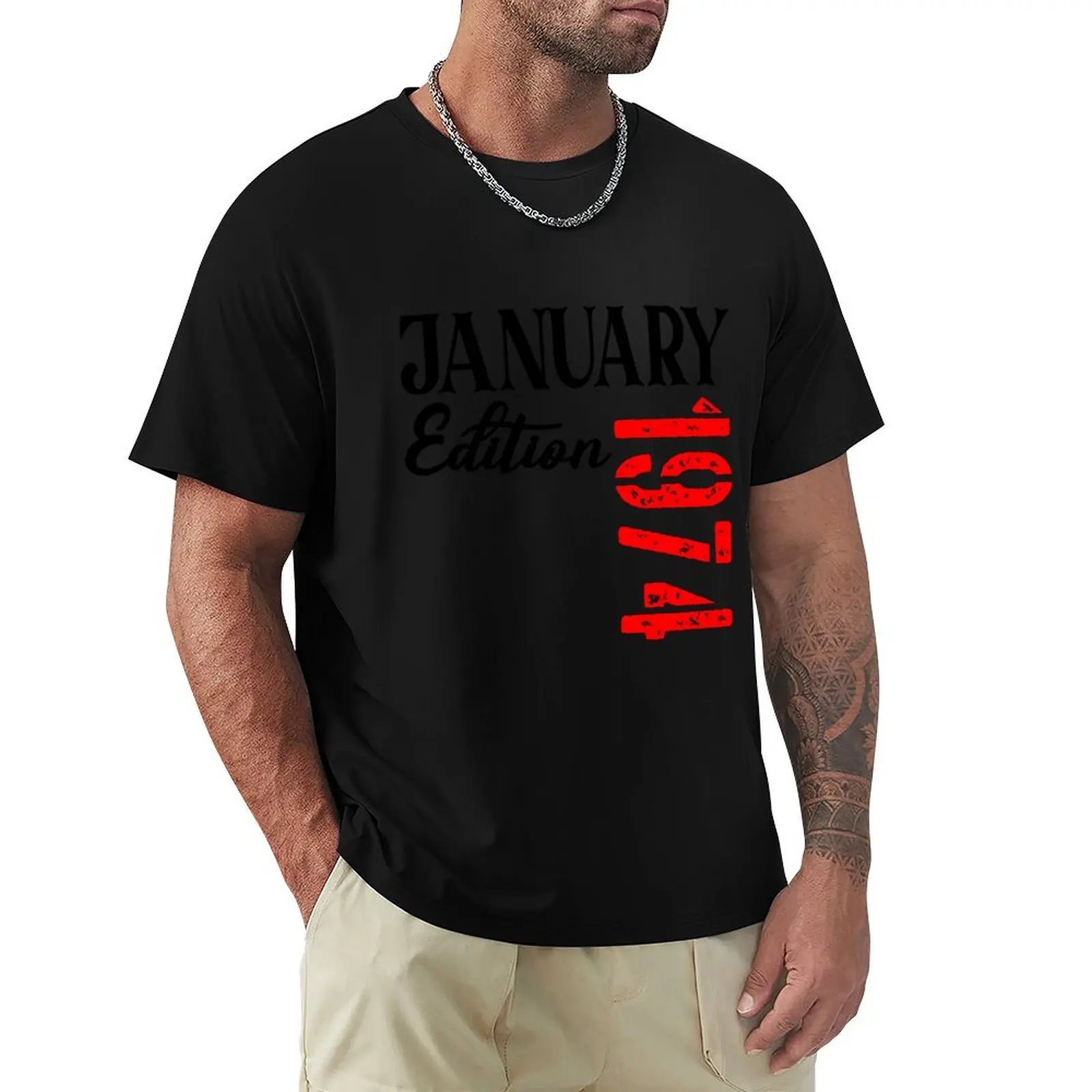 

51st birthday January 1974 T-Shirt Plus Size Quick Dry Sports Tee