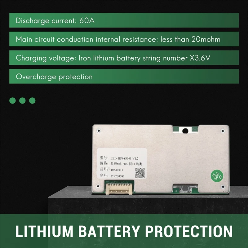 8S 24V 60A BMS Li-Iron Lithium Battery Charger Protection Board With Power Battery Balance/Enhance PCB Protection Board