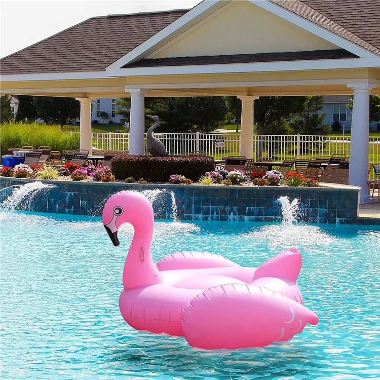 190CM Wasser PVC aufblasbare rosa flamingo montieren schwimm reihe erwachsene aufblasbare flamingo schwimmen pool schwimm bett