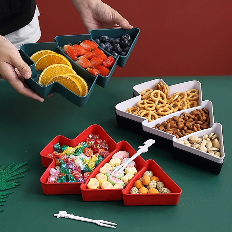 Bandeja de plástico con forma de árbol de Navidad, ideal para fiestas, restaurantes y cafeterías, 1 ud.