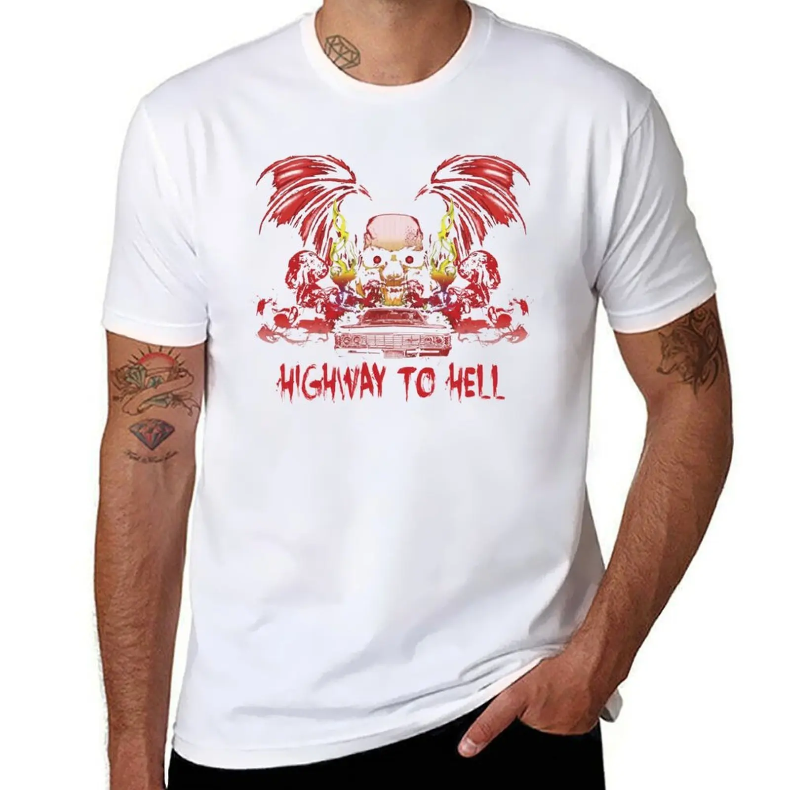 Highway To Hell - Colour T-Shirt Man T Shirt Summer Mens Graphic T Shirts T-Shirt(4XL 5XL 6XL No Shipping)