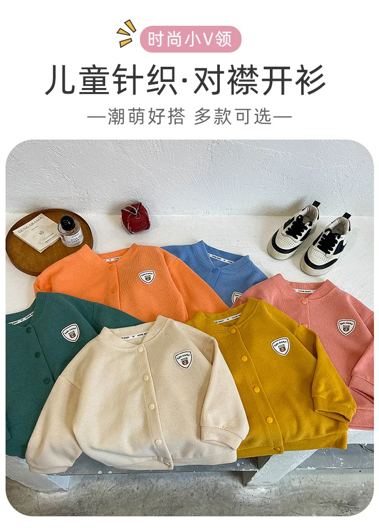 Frühling Herbst Jungen Mädchen Gestrickter Bedruckter Cardigan Baby V-Ausschnitt Langarm-Pullover Jacke Weiche Kinder-Unterwäsche Lässig für die Schule – Detail 2