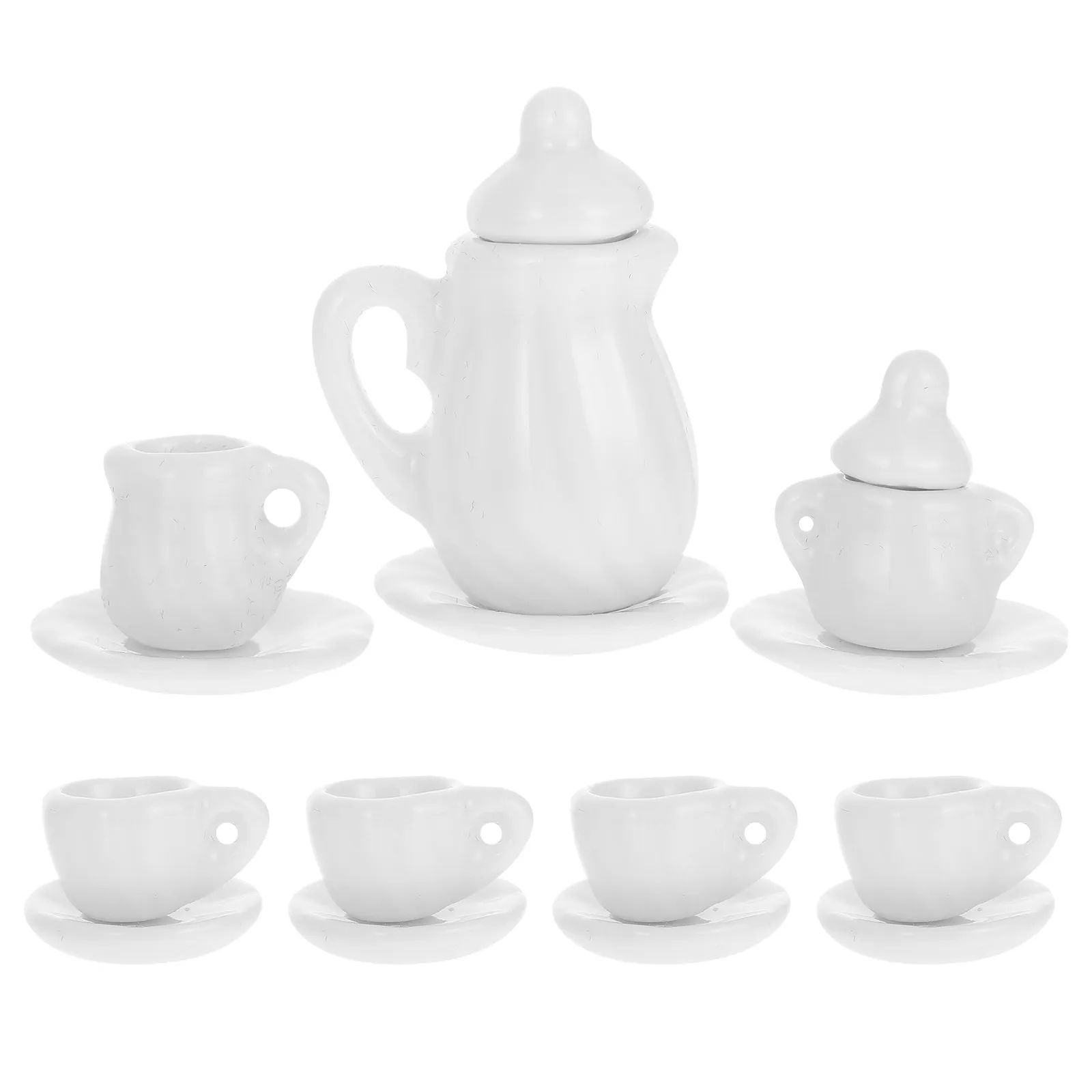 1Set Miniature Ceramic Tea Ware Chic Pocket-Size Porcelain Tea Set Ornament for Dollhouse Decoration Play House Accessory