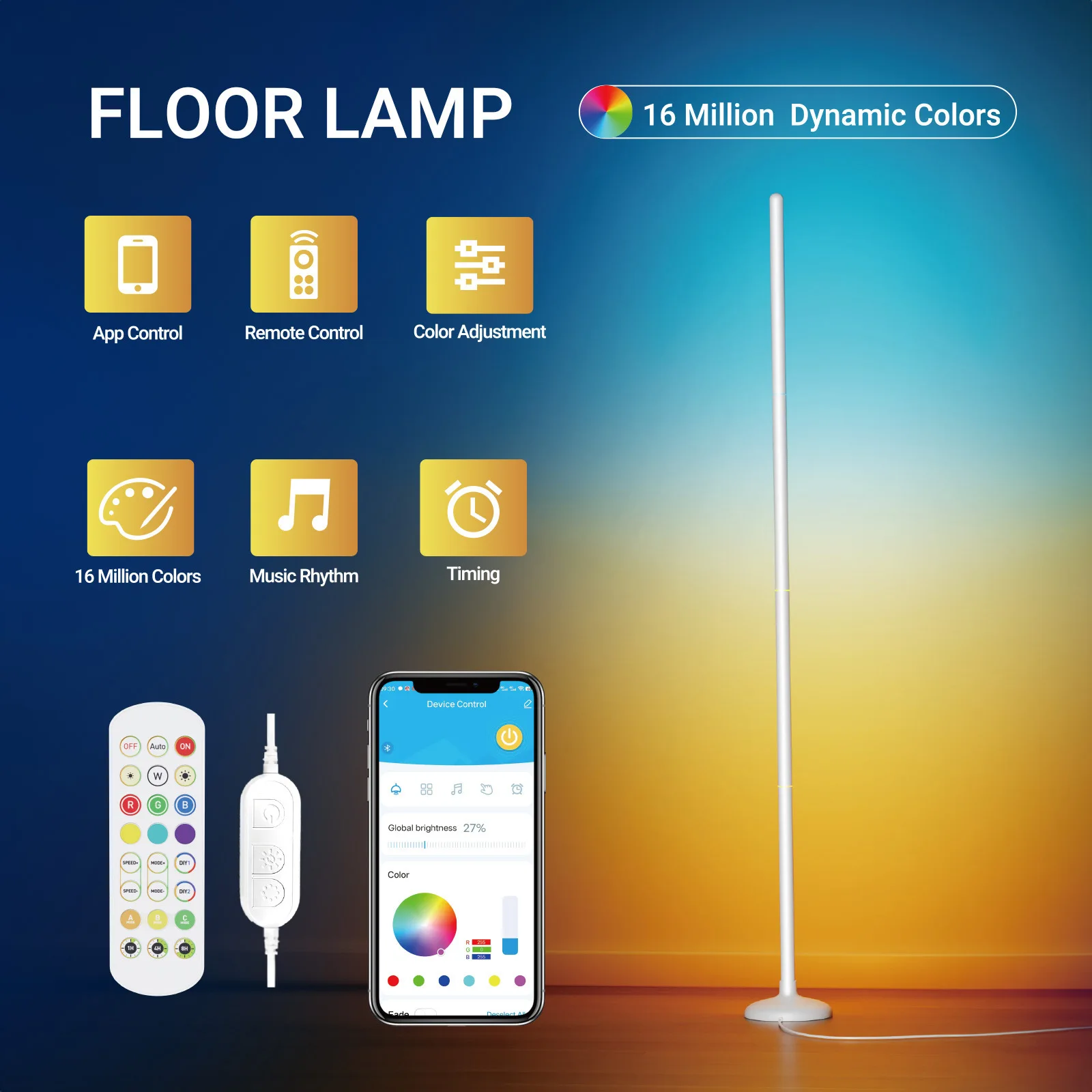 RGBIC LED Floor Pickup Rhythm Lamp, Splicing Ambient Night Light, E-sports Style Decor Lighting for Bedroom Game Room
