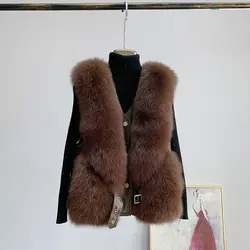 Whole Skin Fox Fur Grass Vest 2023 Autumn and Winter New Sheepskin Vest Sweetheart Short Women's True Hair
