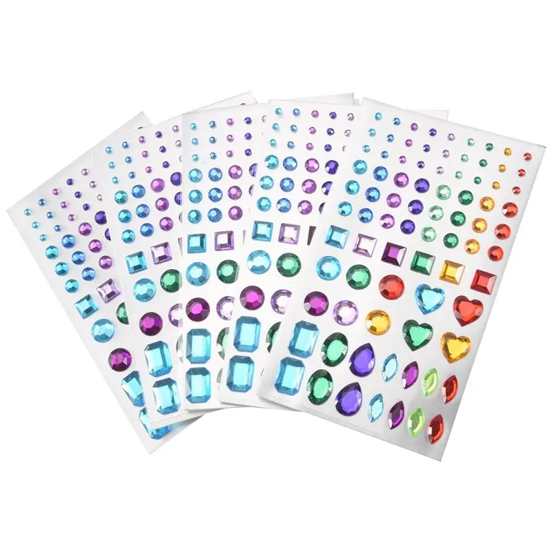 

Самоклеящиеся стразы A18P, блестящие наклейки-кристаллы для рукоделия, разные размеры, 5 листов