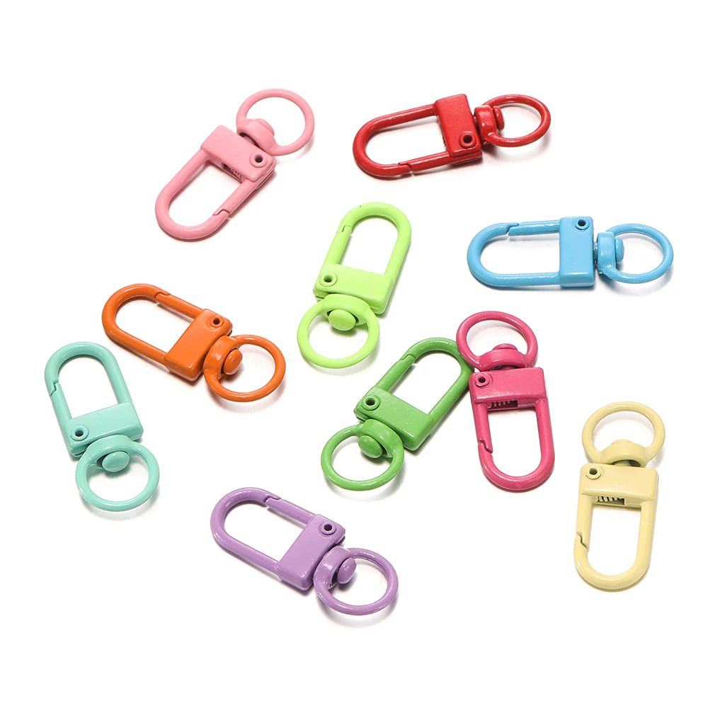 10pcs/lot Alloy Lobster Clasp Hooks Colorful Key Ring for Jewelry Making Findings DIY Keychain Bag Ornament Accessory Supplies